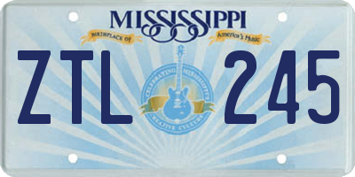 MS license plate ZTL245