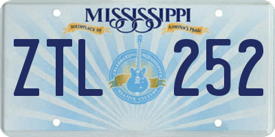 MS license plate ZTL252