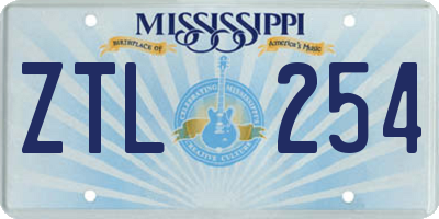 MS license plate ZTL254