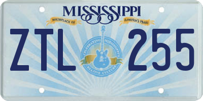 MS license plate ZTL255