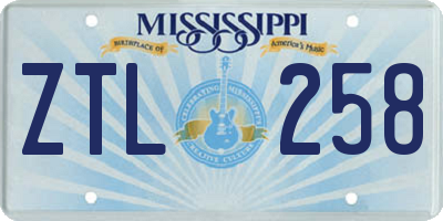 MS license plate ZTL258
