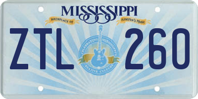 MS license plate ZTL260