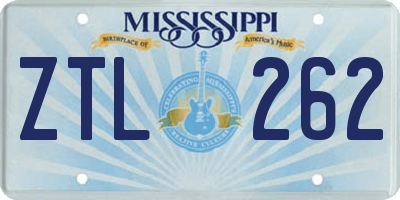 MS license plate ZTL262