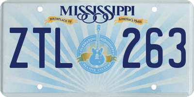 MS license plate ZTL263