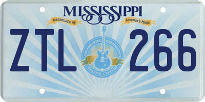 MS license plate ZTL266