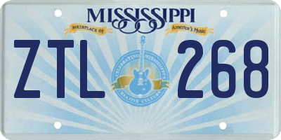 MS license plate ZTL268
