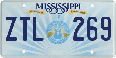 MS license plate ZTL269