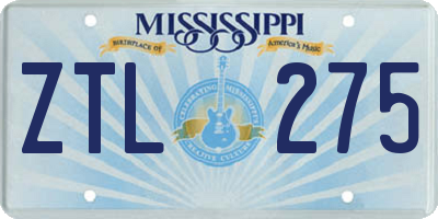 MS license plate ZTL275
