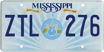 MS license plate ZTL276