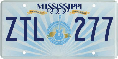 MS license plate ZTL277