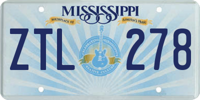 MS license plate ZTL278