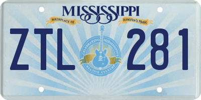 MS license plate ZTL281