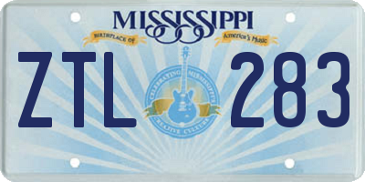 MS license plate ZTL283