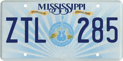 MS license plate ZTL285