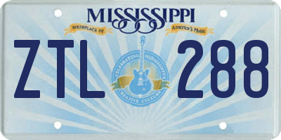 MS license plate ZTL288