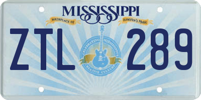 MS license plate ZTL289