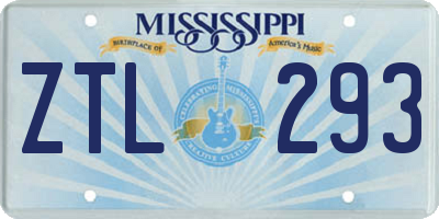 MS license plate ZTL293
