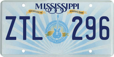 MS license plate ZTL296