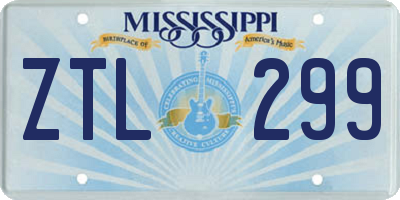 MS license plate ZTL299