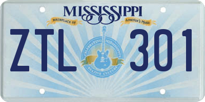 MS license plate ZTL301
