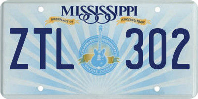 MS license plate ZTL302