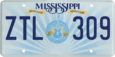 MS license plate ZTL309