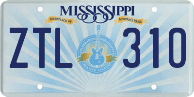 MS license plate ZTL310