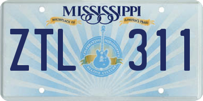 MS license plate ZTL311