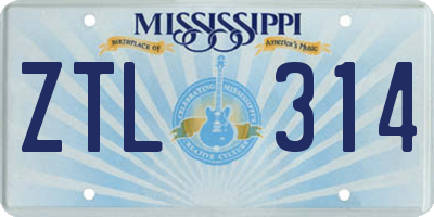 MS license plate ZTL314