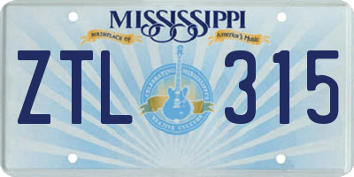 MS license plate ZTL315