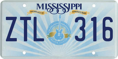 MS license plate ZTL316