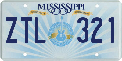 MS license plate ZTL321