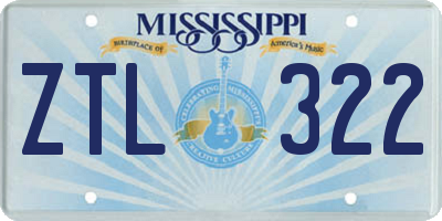 MS license plate ZTL322