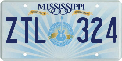 MS license plate ZTL324