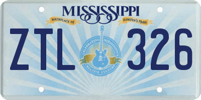 MS license plate ZTL326