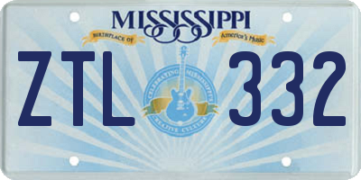 MS license plate ZTL332