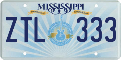 MS license plate ZTL333