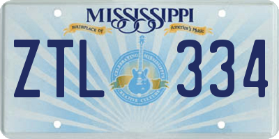 MS license plate ZTL334