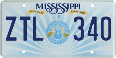 MS license plate ZTL340