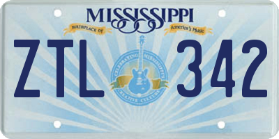 MS license plate ZTL342