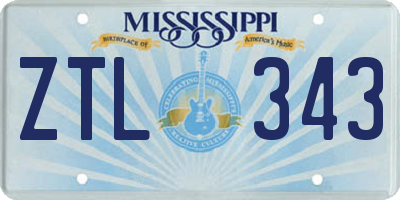 MS license plate ZTL343
