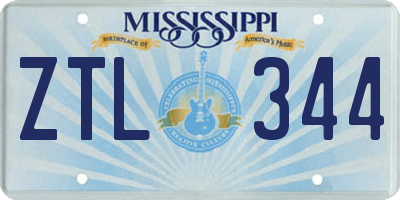 MS license plate ZTL344