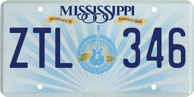 MS license plate ZTL346