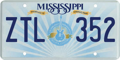 MS license plate ZTL352