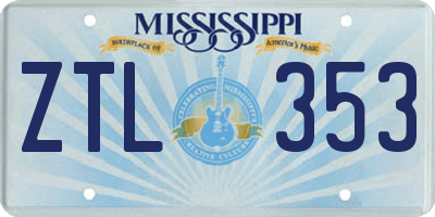 MS license plate ZTL353