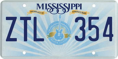 MS license plate ZTL354