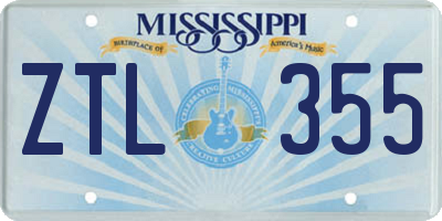 MS license plate ZTL355