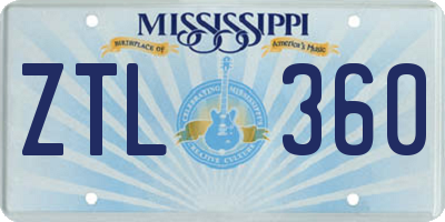 MS license plate ZTL360