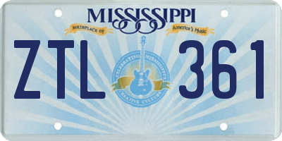MS license plate ZTL361