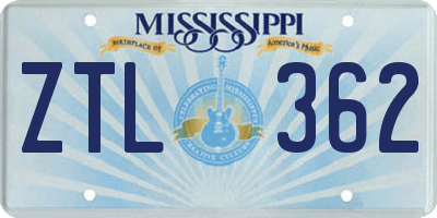 MS license plate ZTL362